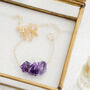 Gold Tone Raw Amethyst Pendant Necklace, thumbnail 2 of 5