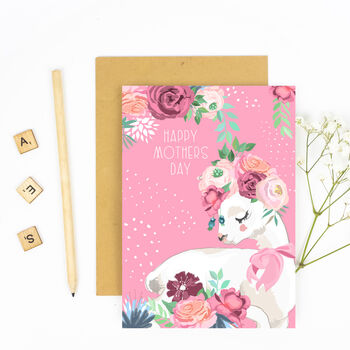 Llama With Roses Pink Happy Mothers Day Card, 4 of 4