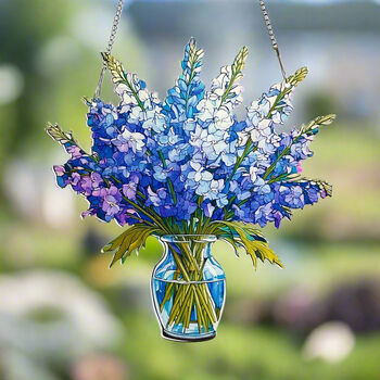 Larkspur Birth Flower Suncatchers July, 3 of 4