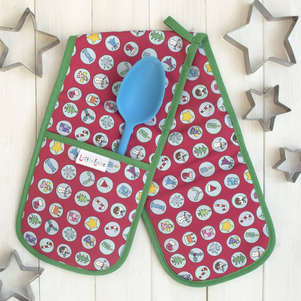 Christmas Fayre Double Oven Gloves, 1 of 6