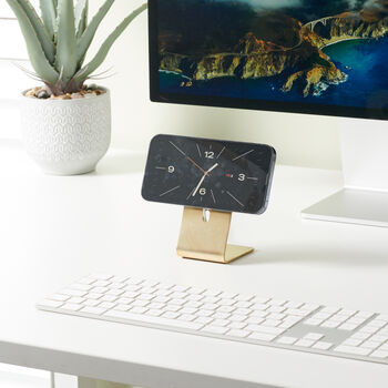 Solid Brass iPhone Desk Stand | Magsafe Dock, 2 of 9