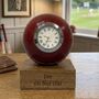 Cricket Ball Clock With Personalised Wood Plinth, thumbnail 5 of 12