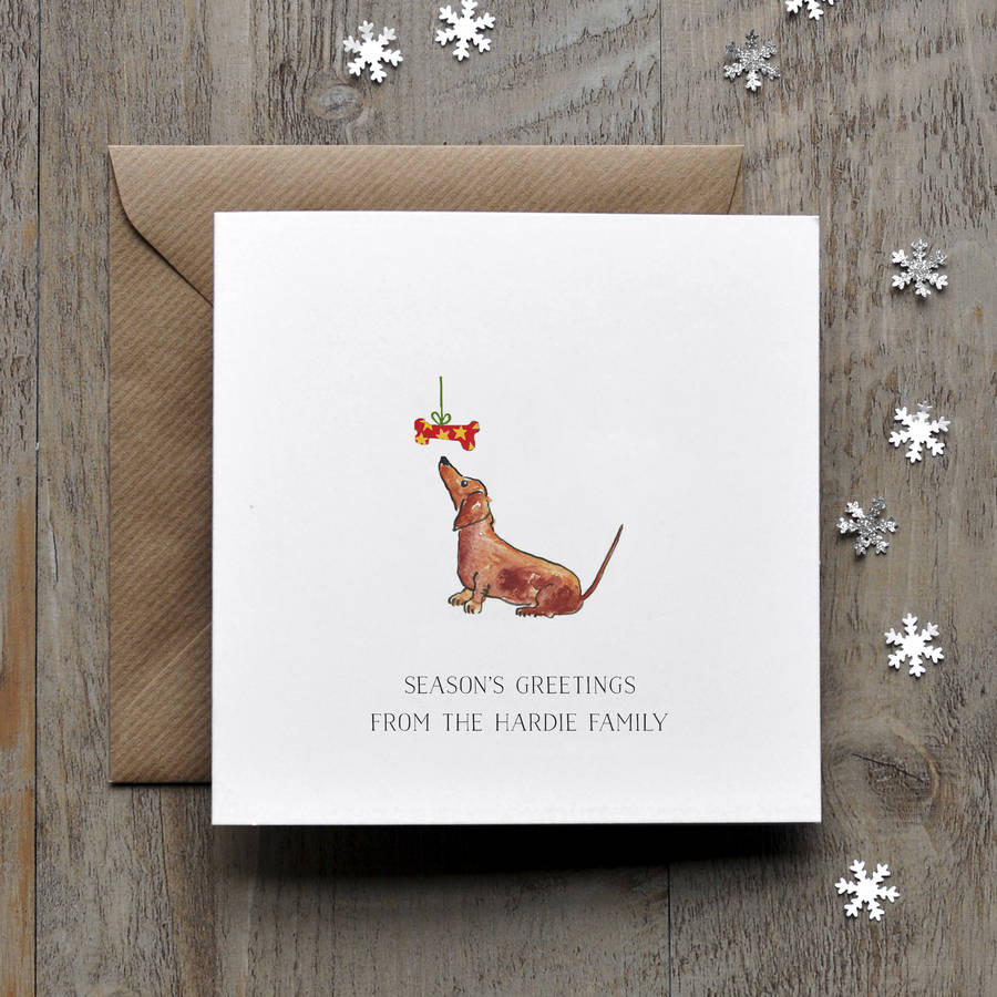 Dachshund With Bone Christmas Card