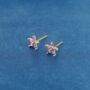 Pink Tourmaline October Birthstone Flower Stud Earrings, thumbnail 4 of 8