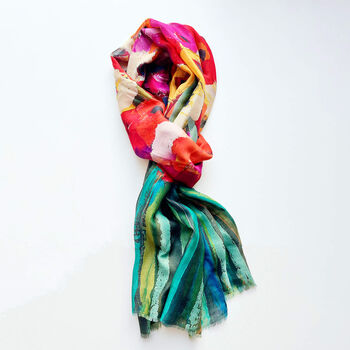 Abstract Colourful Poppy Scarf Gift For Women Birthday Gift For Friend, 9 of 10