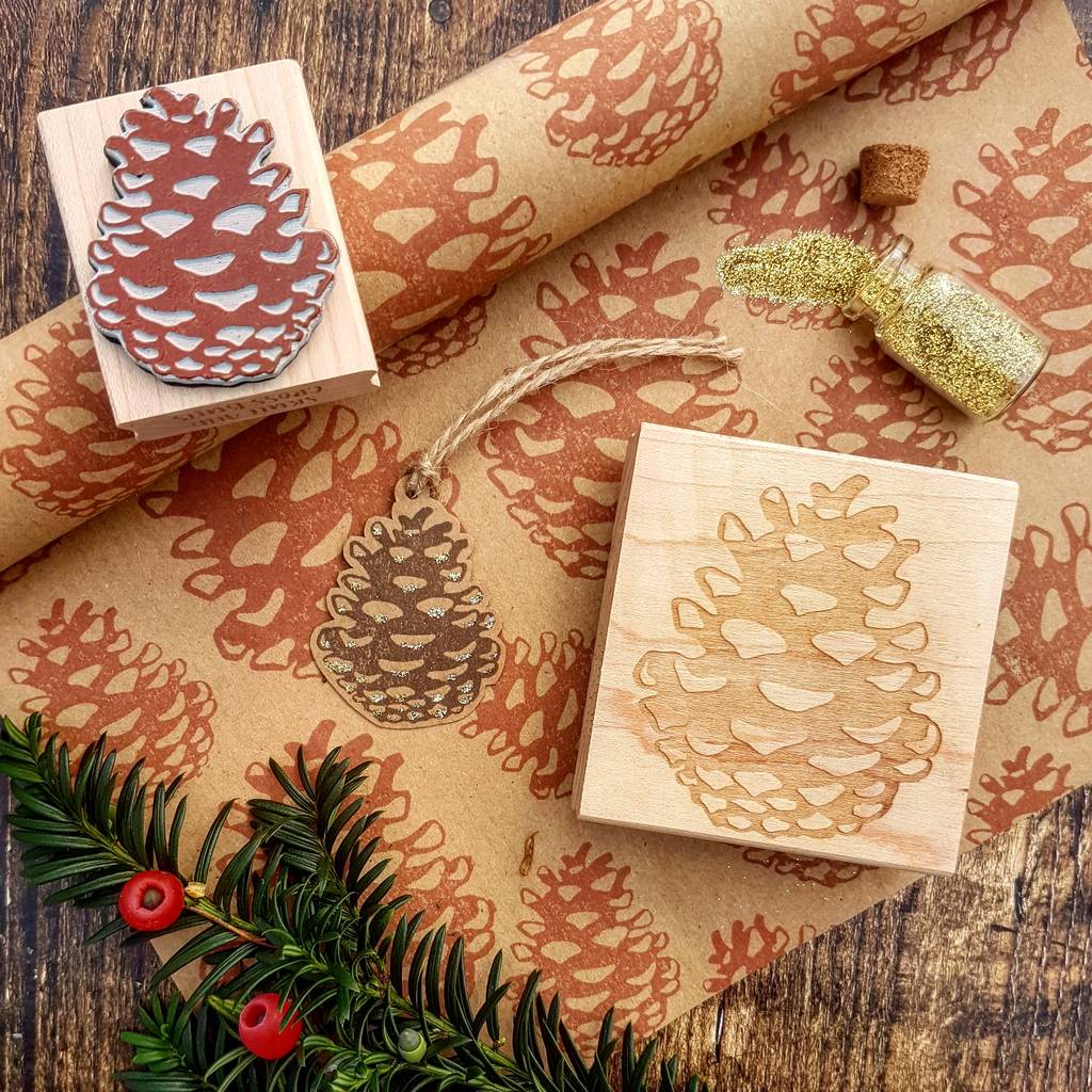 Christmas Pinecone Rubber Stamp, 1 of 2