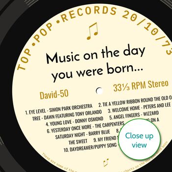 50th Birthday Print Music Day You Were Born 1974 Record, 3 of 12
