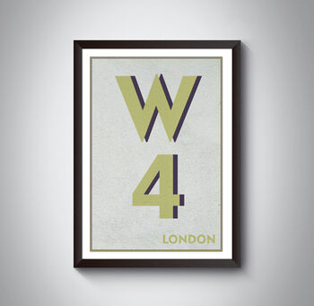 W4 Hammersmith London Postcode Typography Print, 8 of 10