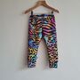 Multicoloured Zebra Print Kids Leggings, thumbnail 1 of 4