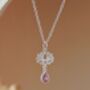 Lotus Pink Cubic Zirconia Sterling Silver Necklace, thumbnail 7 of 9