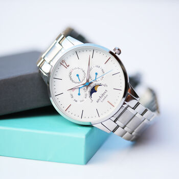 Men's Personalised Watch In White Architect Apollo, 4 of 7