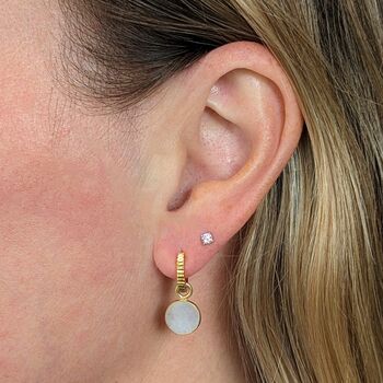 Circle Moonstone June Birthstone Earrings, Gold, 2 of 5