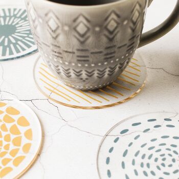 Coasters Set Of Four, Mustard And Grey, 5 of 7