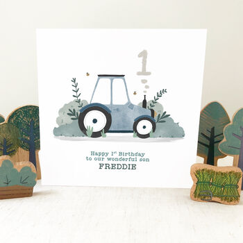 Personalised Tractor Birthday Card Pink, 4 of 6