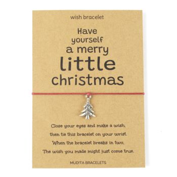 A Merry Little Christmas Tree Charm Wish Bracelet And Card, 3 of 5