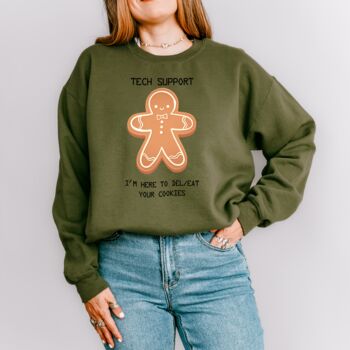Tech Support Gingerbread Jumper – “I’m Here To Del/Eat Your Cookies” Geek Sweater, 2 of 3