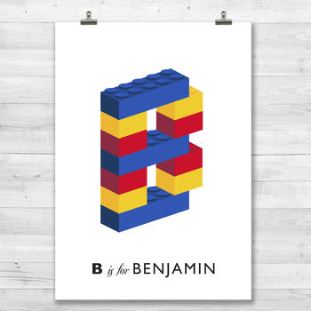 Personalised Building Block Initial Name Print, 4 of 6