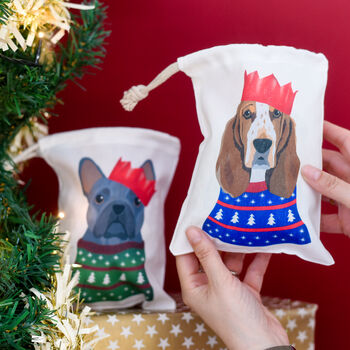 Personalised Party Dog Xmas Treat And Gift Bag, 11 of 12