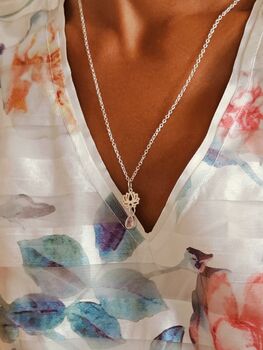 Lotus Pink Cubic Zirconia Sterling Silver Necklace, 2 of 9
