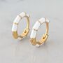 Bamboo Accent White Enamel Gold Plated Hoop Earrings, thumbnail 1 of 4