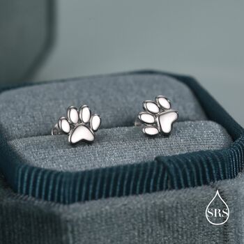 Sterling Silver Paw Print Flat Back Studs, 6 of 11