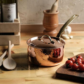 Handmade Solid Copper Saucepan With Lid, 2 of 5