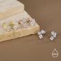 Opal Colour Cz Hydrangea Bouquet 18 G Screw Back Earrings In Sterling Silver, thumbnail 3 of 11