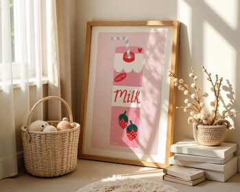 Strawberry Milk Art Print, 2 of 8