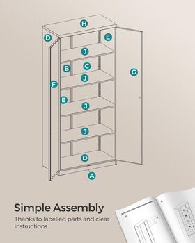 Five Tier Storage Cabinet Multi Purpose Steel Cupboard, 7 of 8