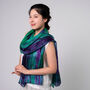 100% Mulberry Silk Scarf, Emerald Green Purple, Aurora Borealis In Gift Box, thumbnail 2 of 9