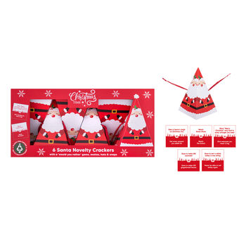 Santa Red Christmas Crackers Festive Novelty Set Of Six, 5 of 5