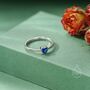 Sterling Silver Very Tiny Sapphire Blue Cz Heart Ring, thumbnail 2 of 12