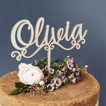 Personalised Decorative Name Wooden Cake Topper, 2 of 5