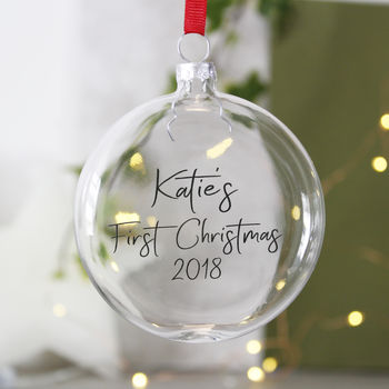 Baby's First Christmas Personalised Glass Bauble, 7 of 7