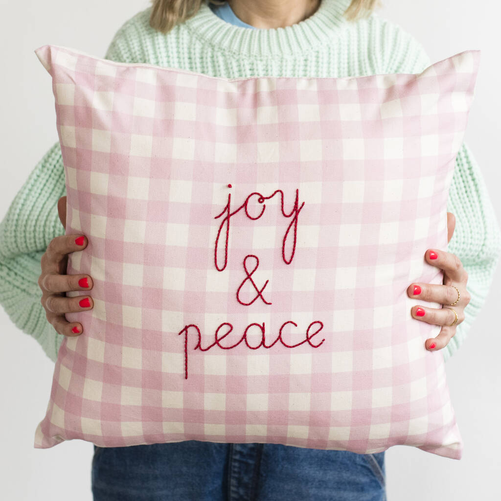Cushion Embroidery Kit Christmas Joy And Peace, 1 of 6