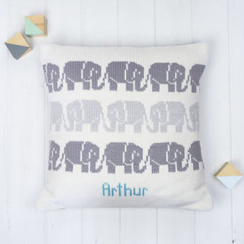 Personalised Elephants Knitted Cushion, 2 of 4