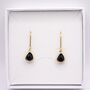 Black Teardrop Leverback Earrings, thumbnail 2 of 6