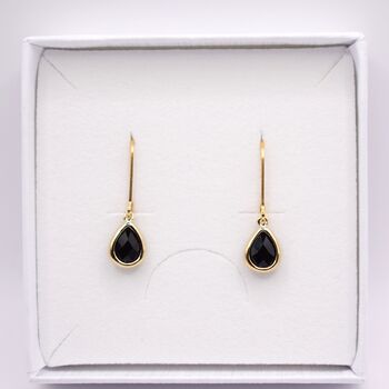 Black Teardrop Leverback Earrings, 2 of 6