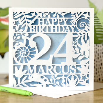 Personalised Birthday Age And Name Dinosaur Discovery Card, 2 of 3