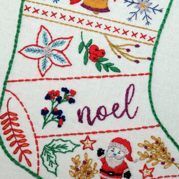 Christmas Festive Hand Embroidery Stocking Kit, 2 of 6