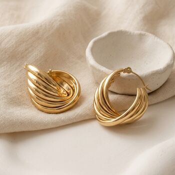 Twisted Hoops Gold Non Tarnish Waterproof, 8 of 9