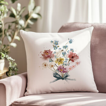 Family Watercolour Birth Month Flower Cushion, 2 of 10