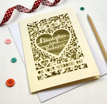 Personalised Papercut 'On Your Wedding Day' Card, 6 of 10
