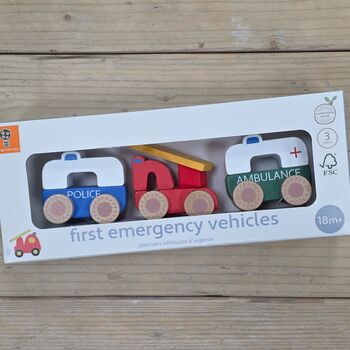 Set Of Three Wooden First Toy Emergency Vehicles, 5 of 6