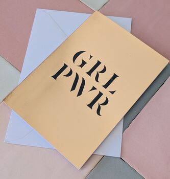 Girl Power Card – Rose Gold Metallic – Blank Inside, 2 of 3