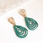 Green Tear Drop Coil Earrings, thumbnail 3 of 3