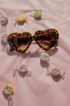 Tortoise Shell Chunky Oversized Heart Sunglasses, 2 of 7