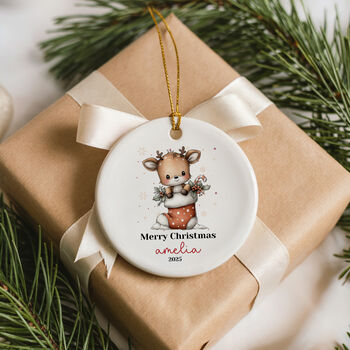 Personalised Woodland Reindeer Christmas Bauble, 6 of 11