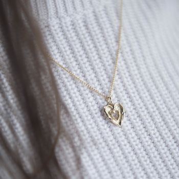 Solid 9ct Gold Textured Double Heart Pendant, 4 of 5