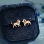 Sterling Silver Lion Stud Earrings, thumbnail 3 of 12